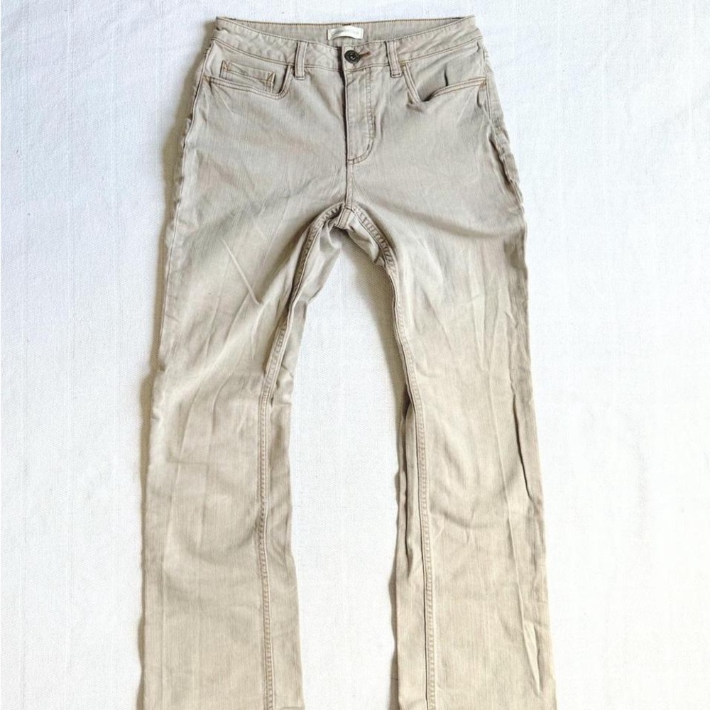 Beige Straight-Leg Pants